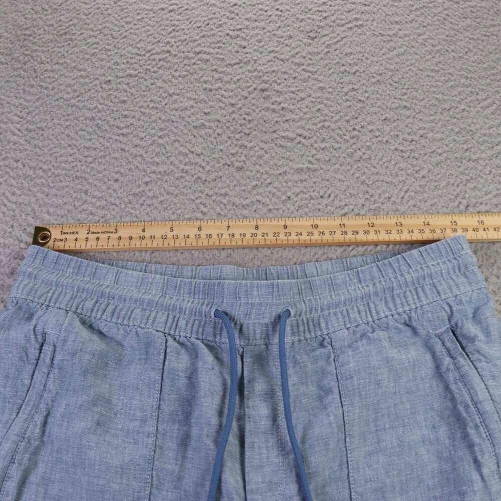 Athleta Retreat Linen Jogger Pants Womens 10 Blue Drawstring Pull On Athleisure - Picture 3 of 11